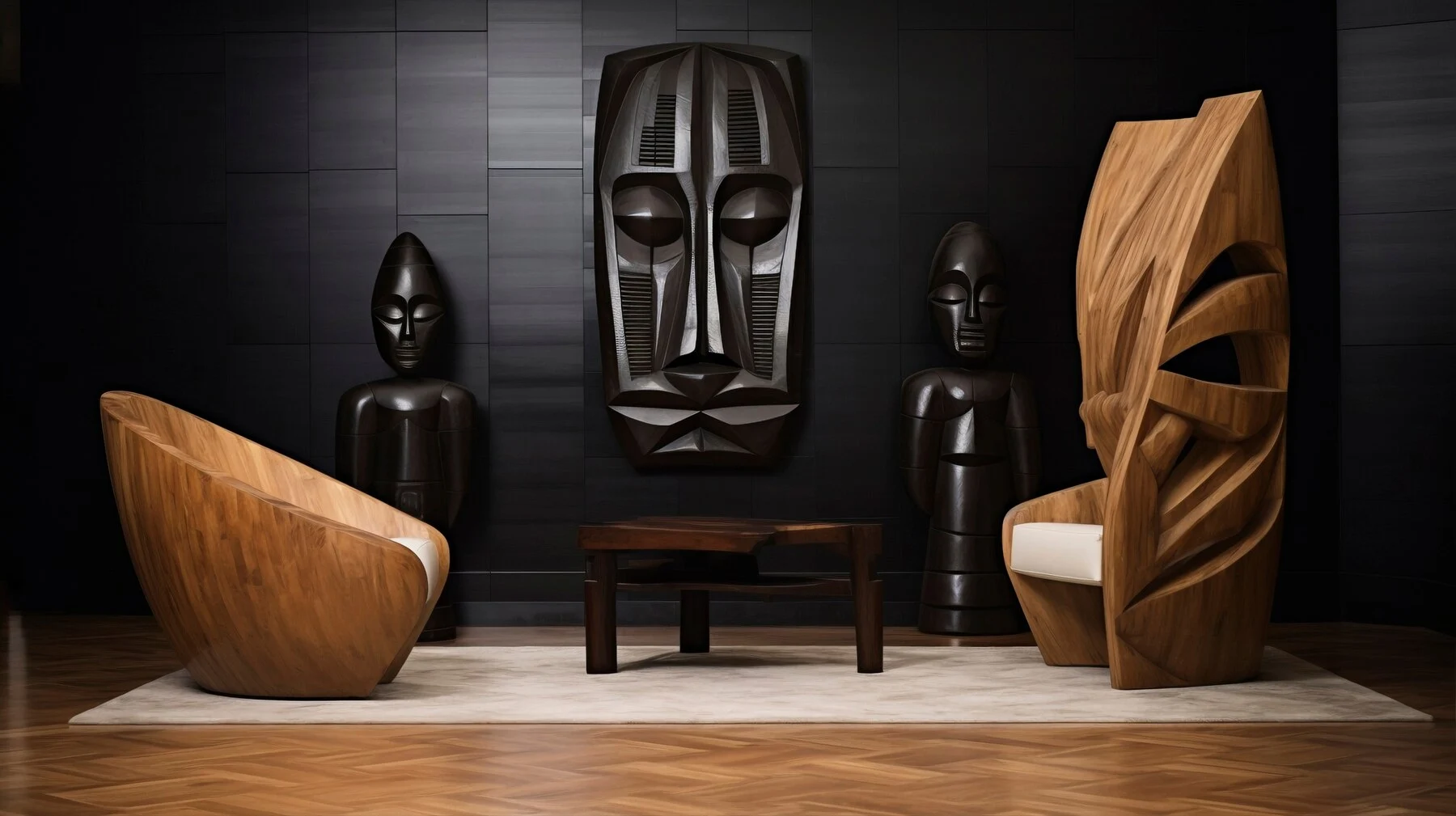 Modern Living Room with Orange Sofa